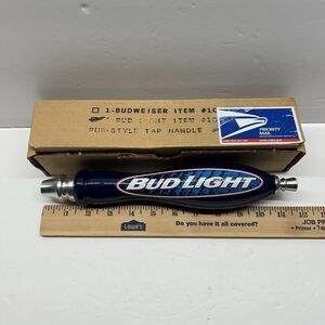 AJS Budweiser Bud Light Beer Draft Handle NEW in box Blue Pub Style Tap